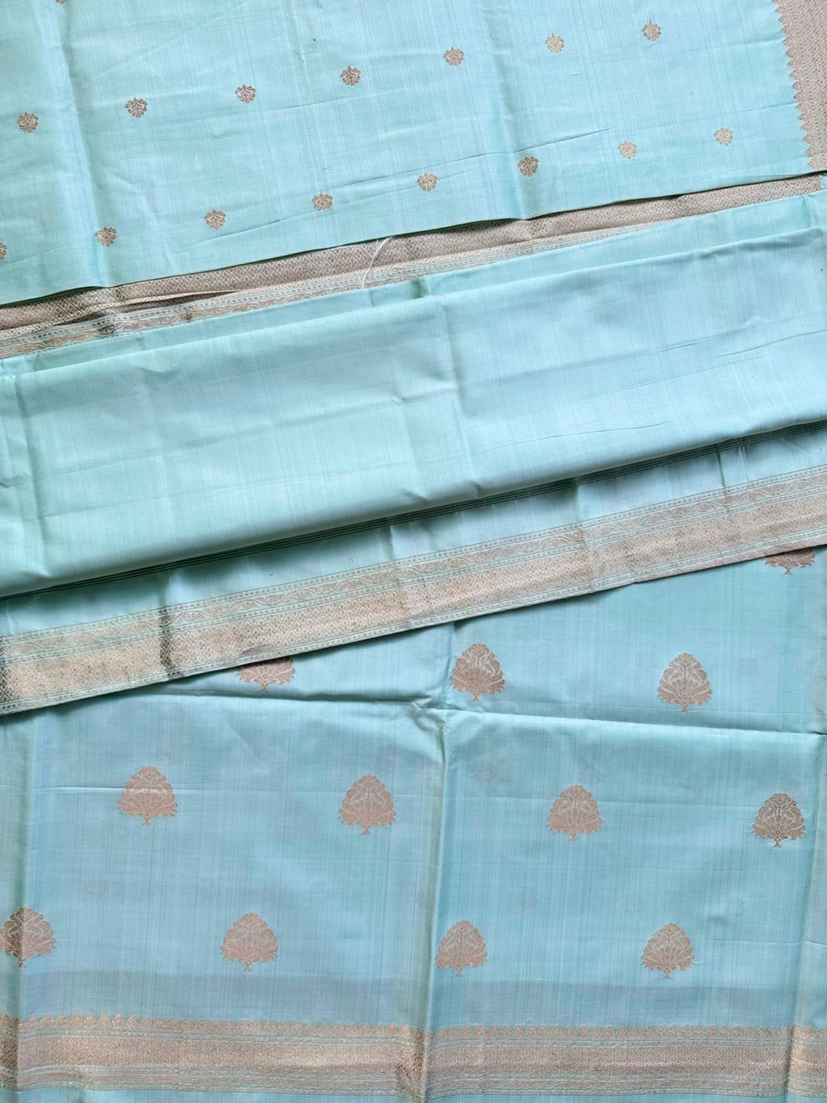 Pista Green Pure Kathan Banarasi Silk Dress Material (Swara)