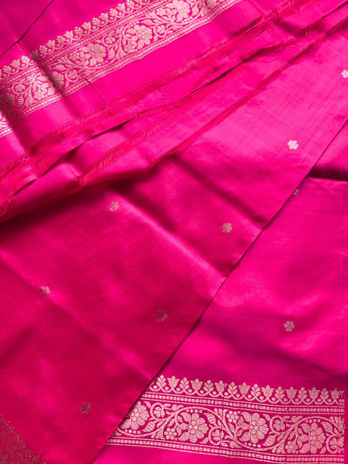 Rani Pink Pure Kathan Banarasi Silk Dress Material (Swara)