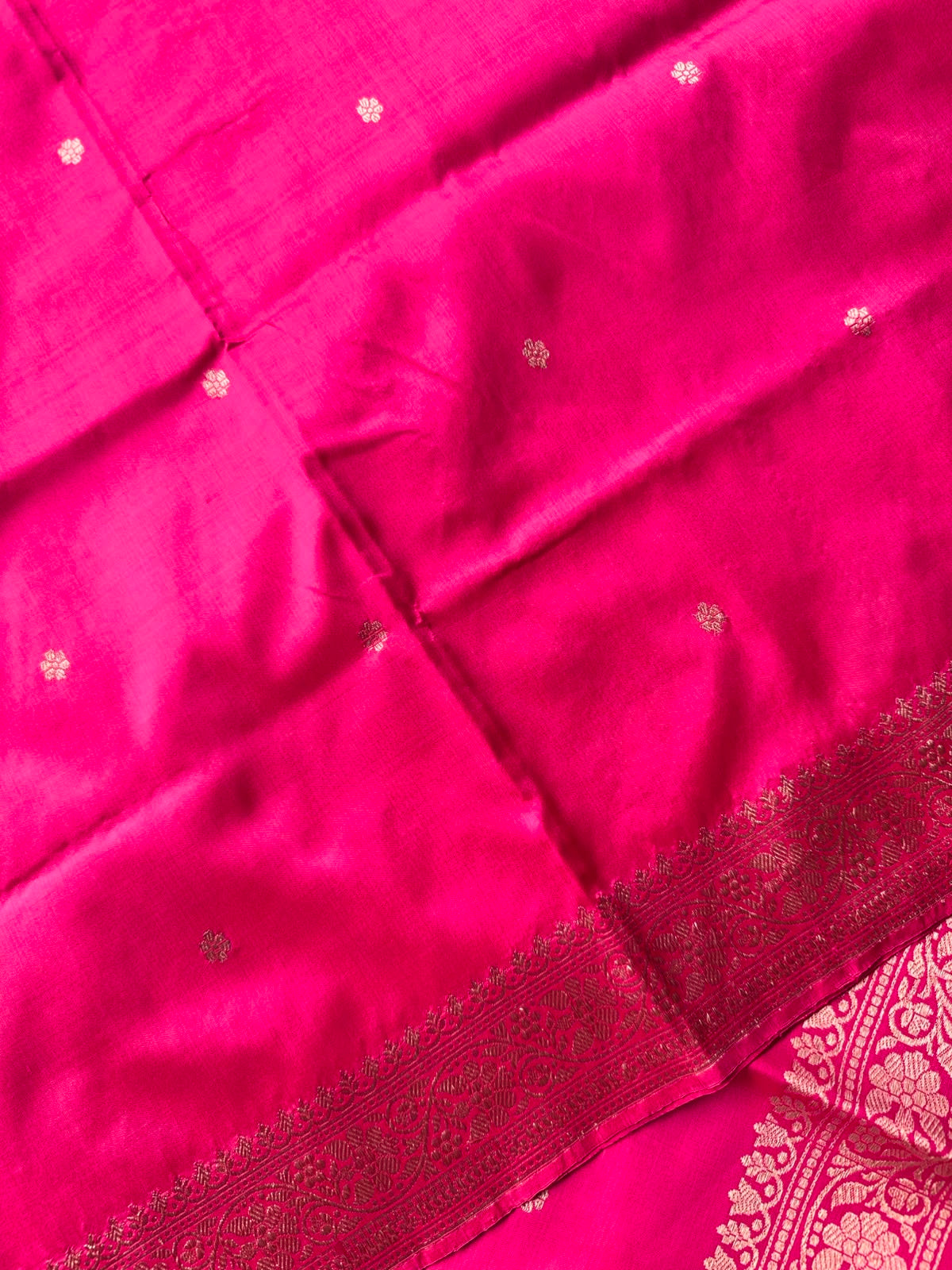 Rani Pink Pure Kathan Banarasi Silk Dress Material (Swara)