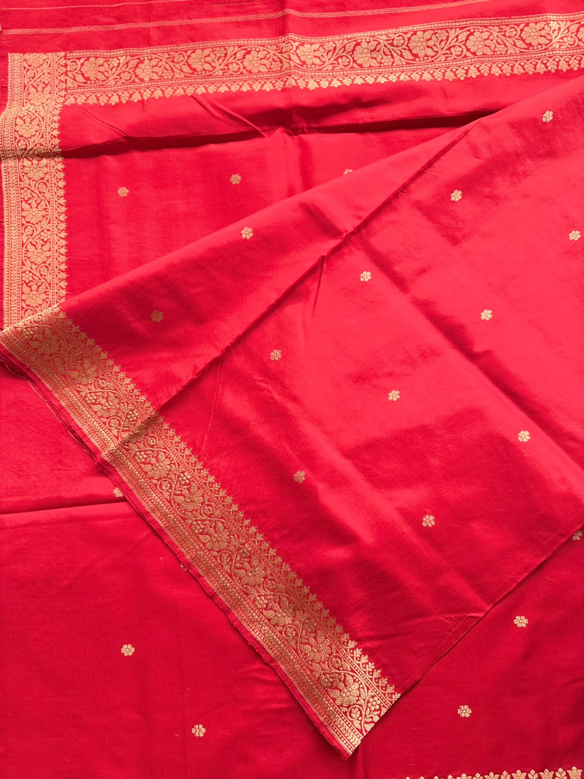 Red Pure Kathan Banarasi Silk Dress Material (Swara)