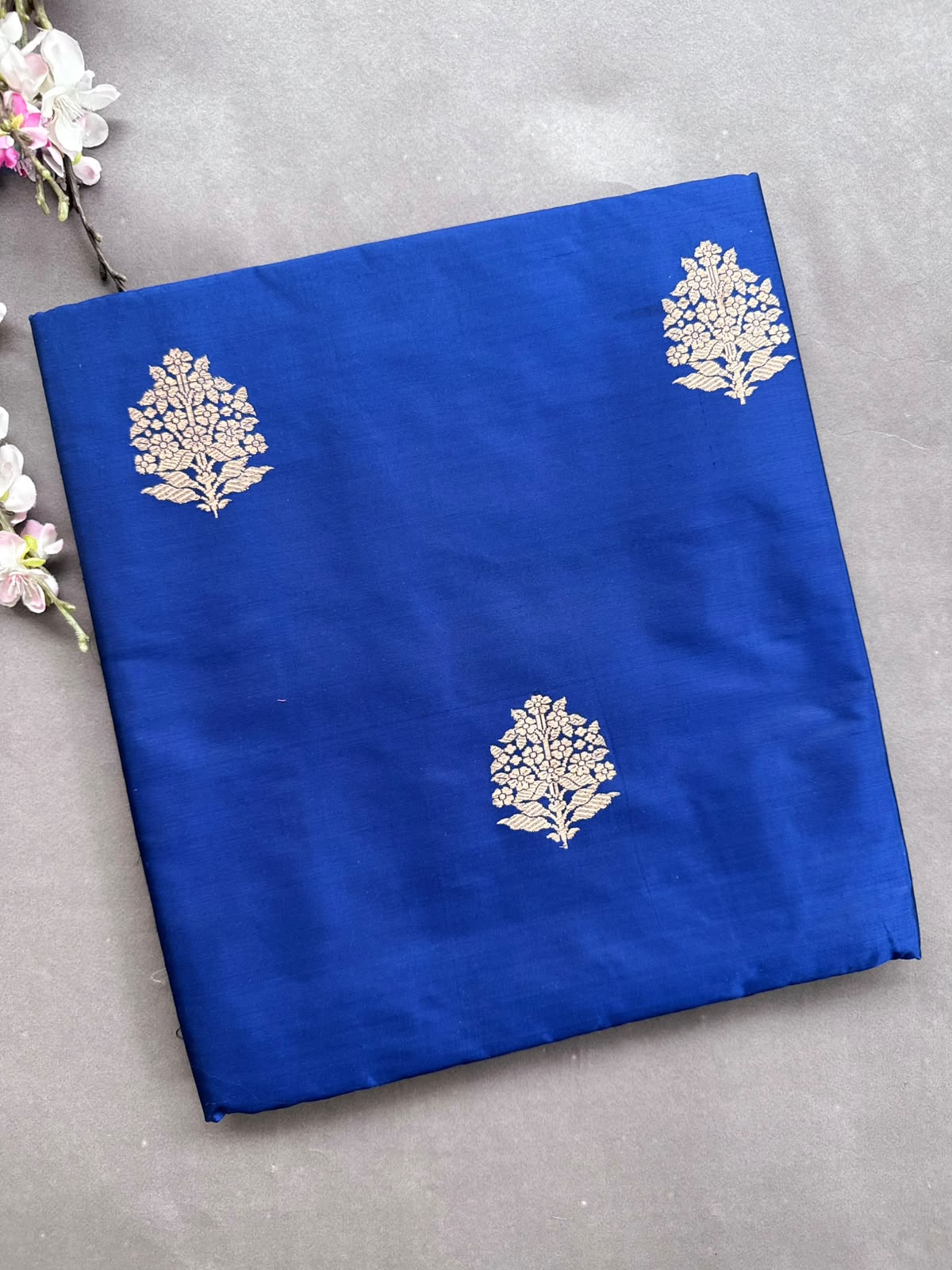 Navy Blue Pure Kathan Banarasi Silk Dress Material (Swara)