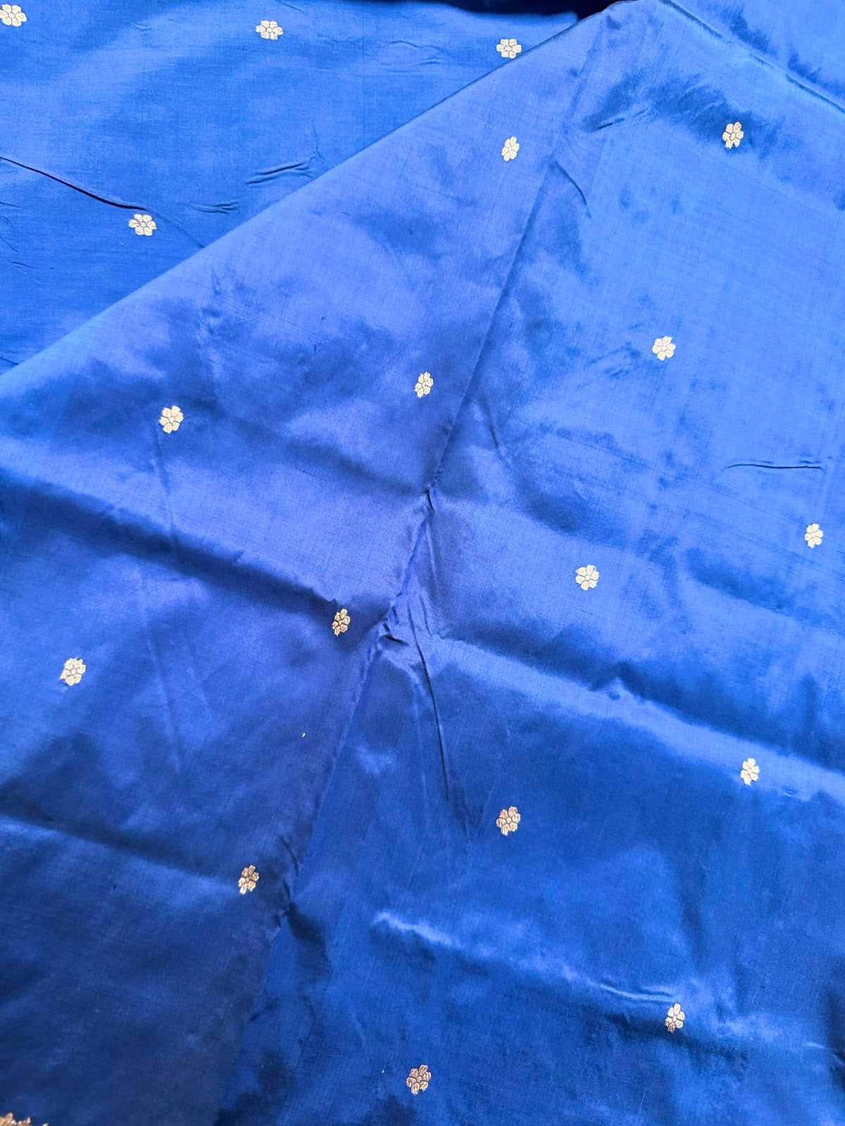 Navy Blue Pure Kathan Banarasi Silk Dress Material (Swara)