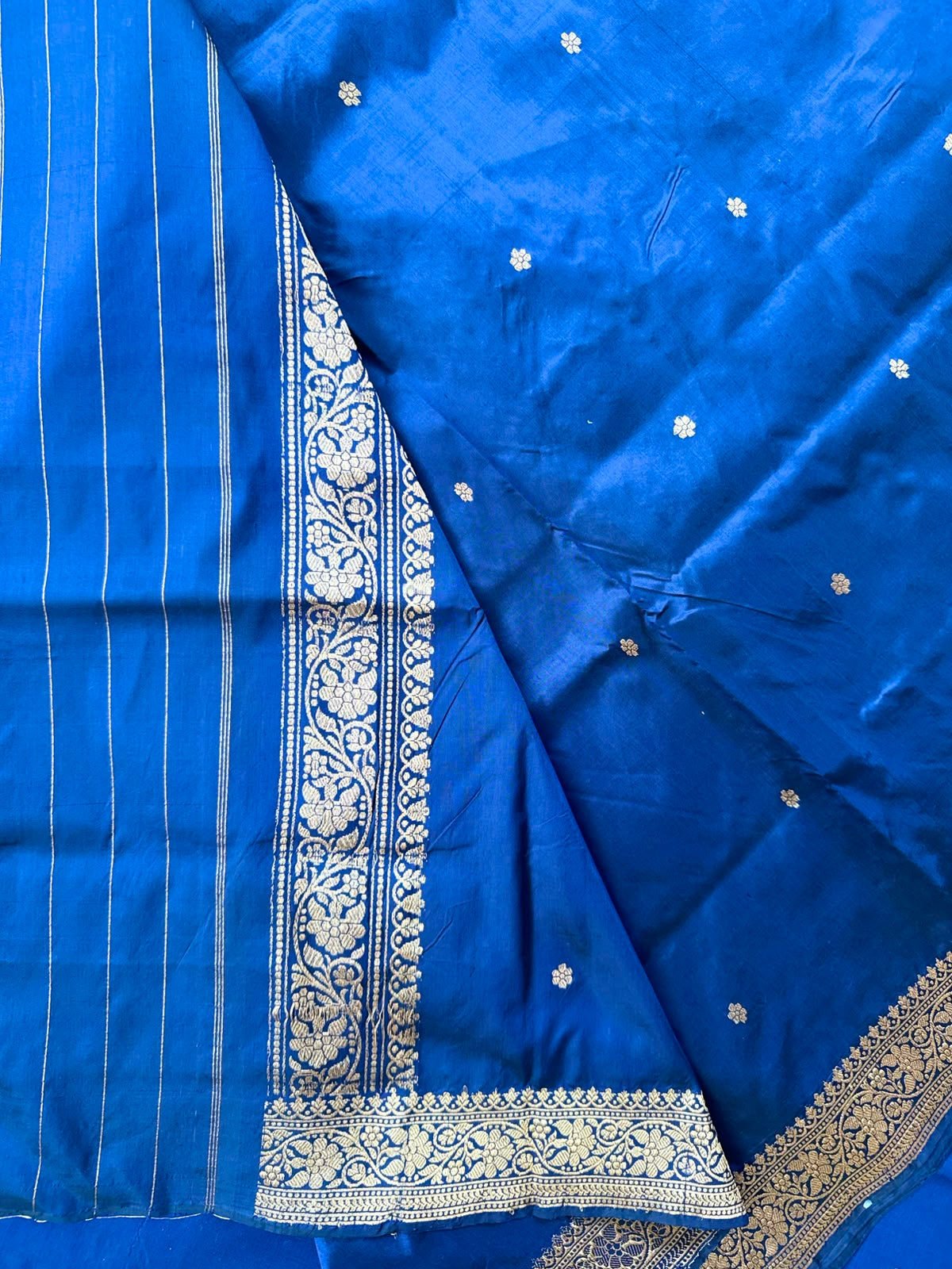 Navy Blue Pure Kathan Banarasi Silk Dress Material (Swara)