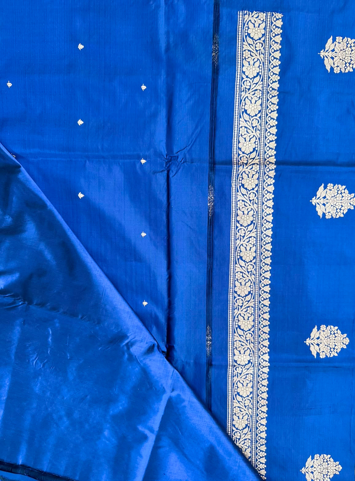 Navy Blue Pure Kathan Banarasi Silk Dress Material (Swara)