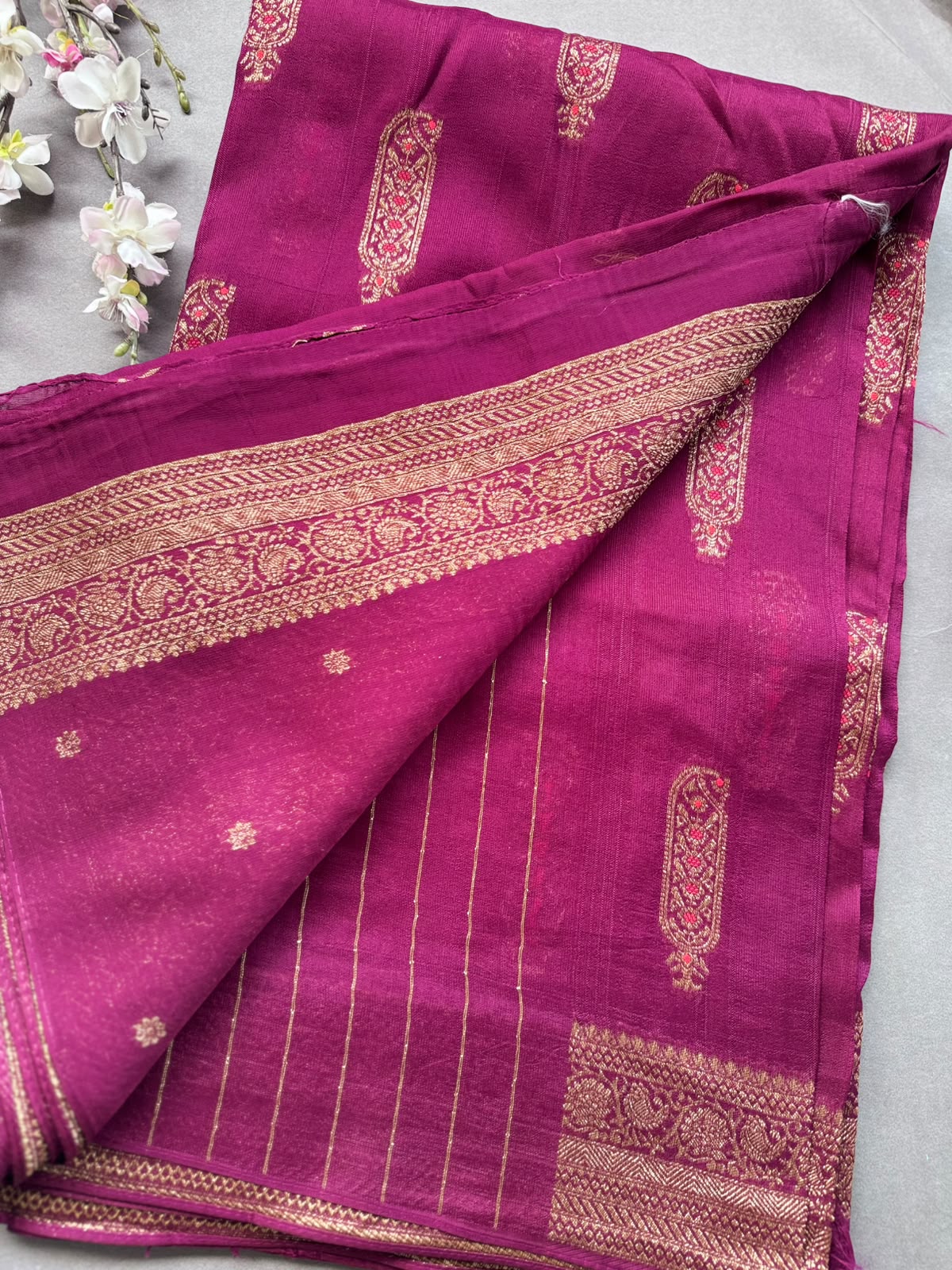 Wine Tussar Georgette Saree 108