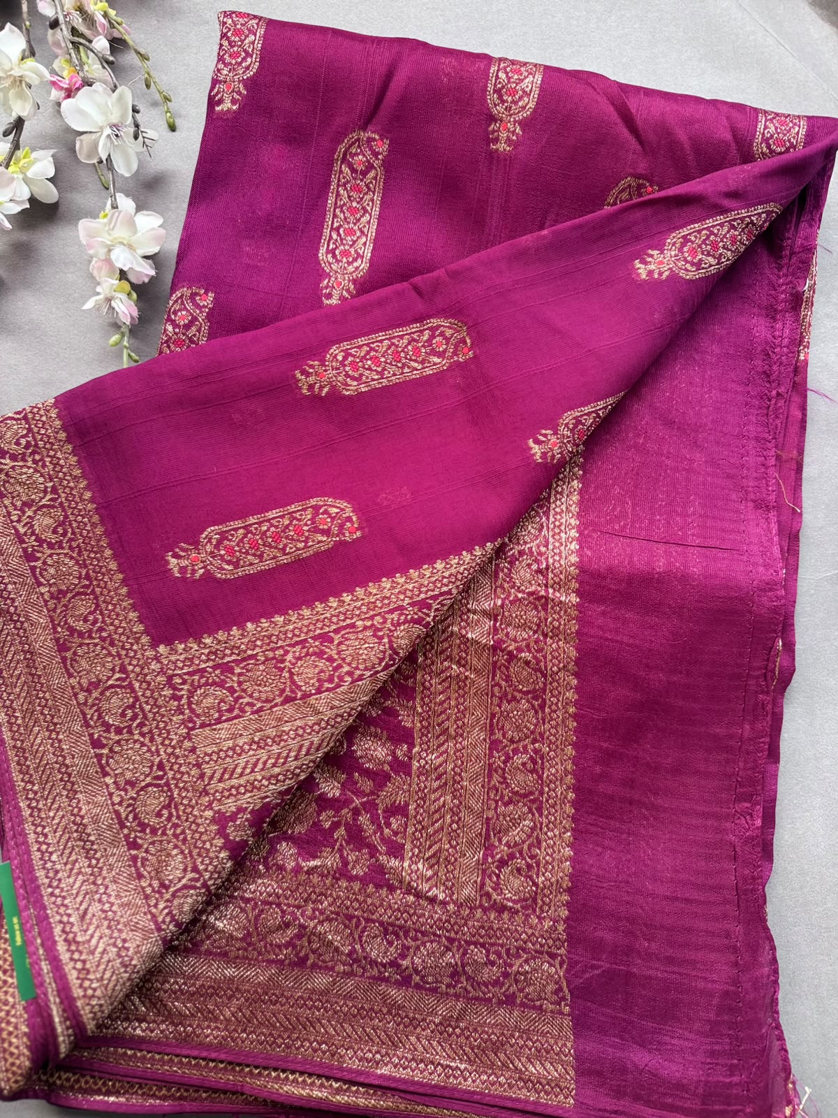 Wine Tussar Georgette Saree 108
