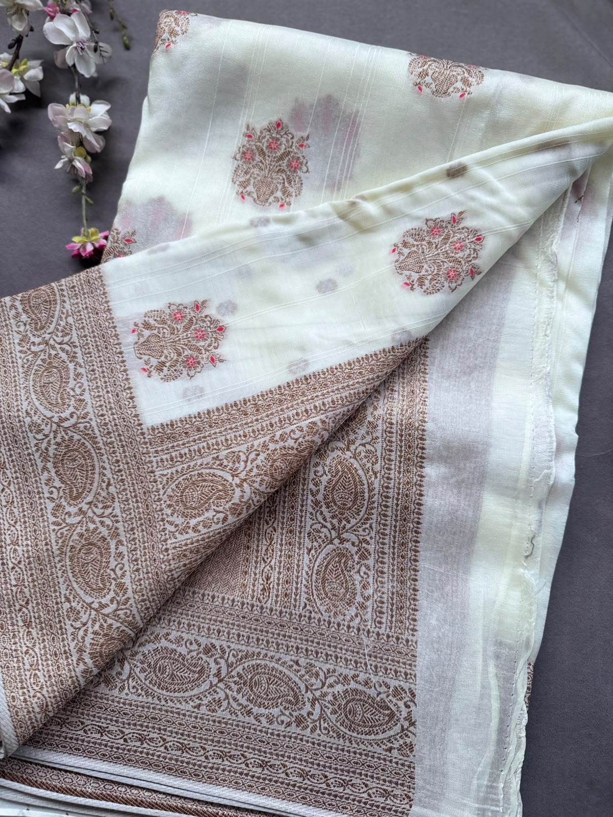 Cream Tussar Georgette Saree 108