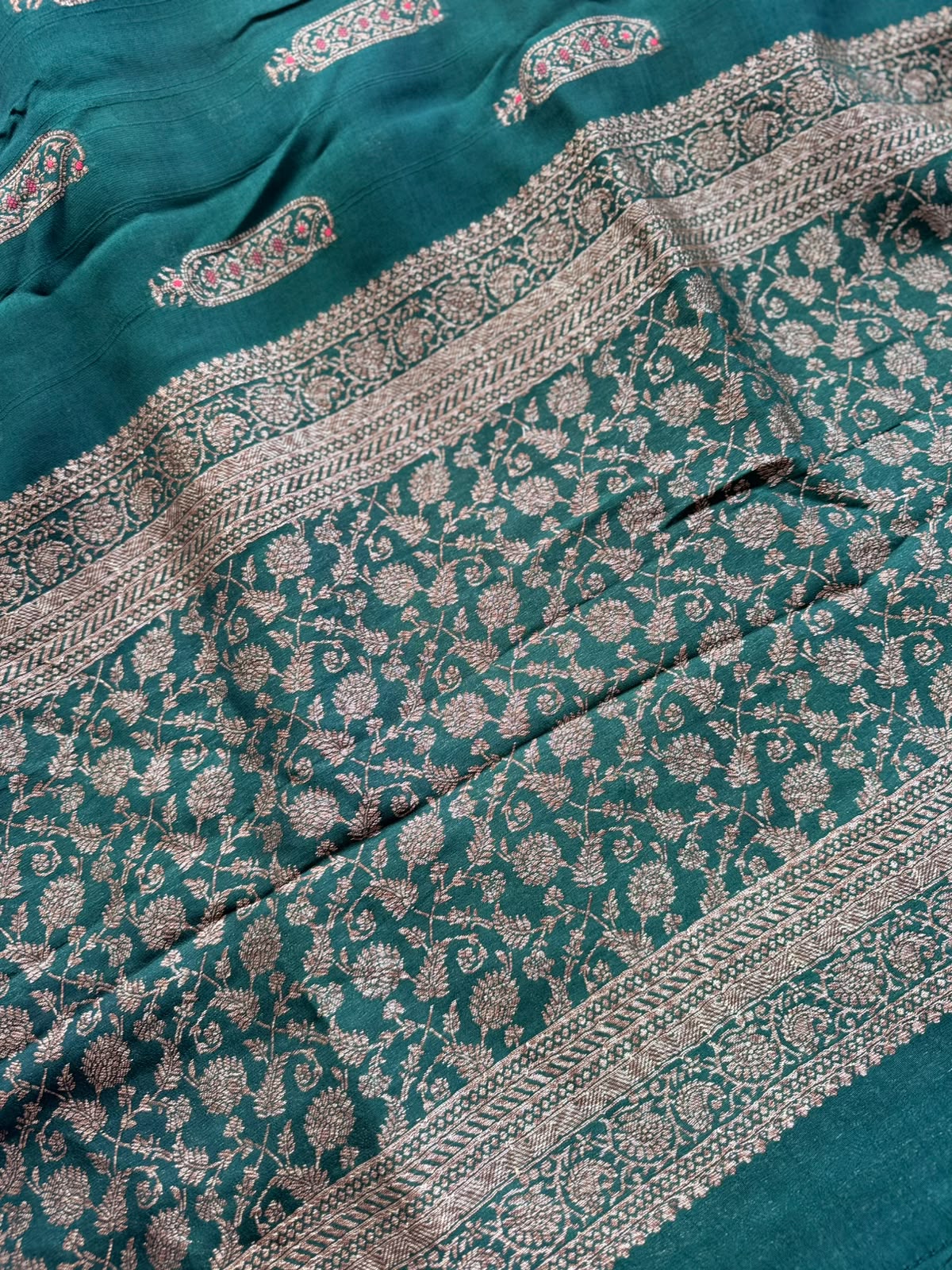 Bottle Green Tussar Georgette Saree 108
