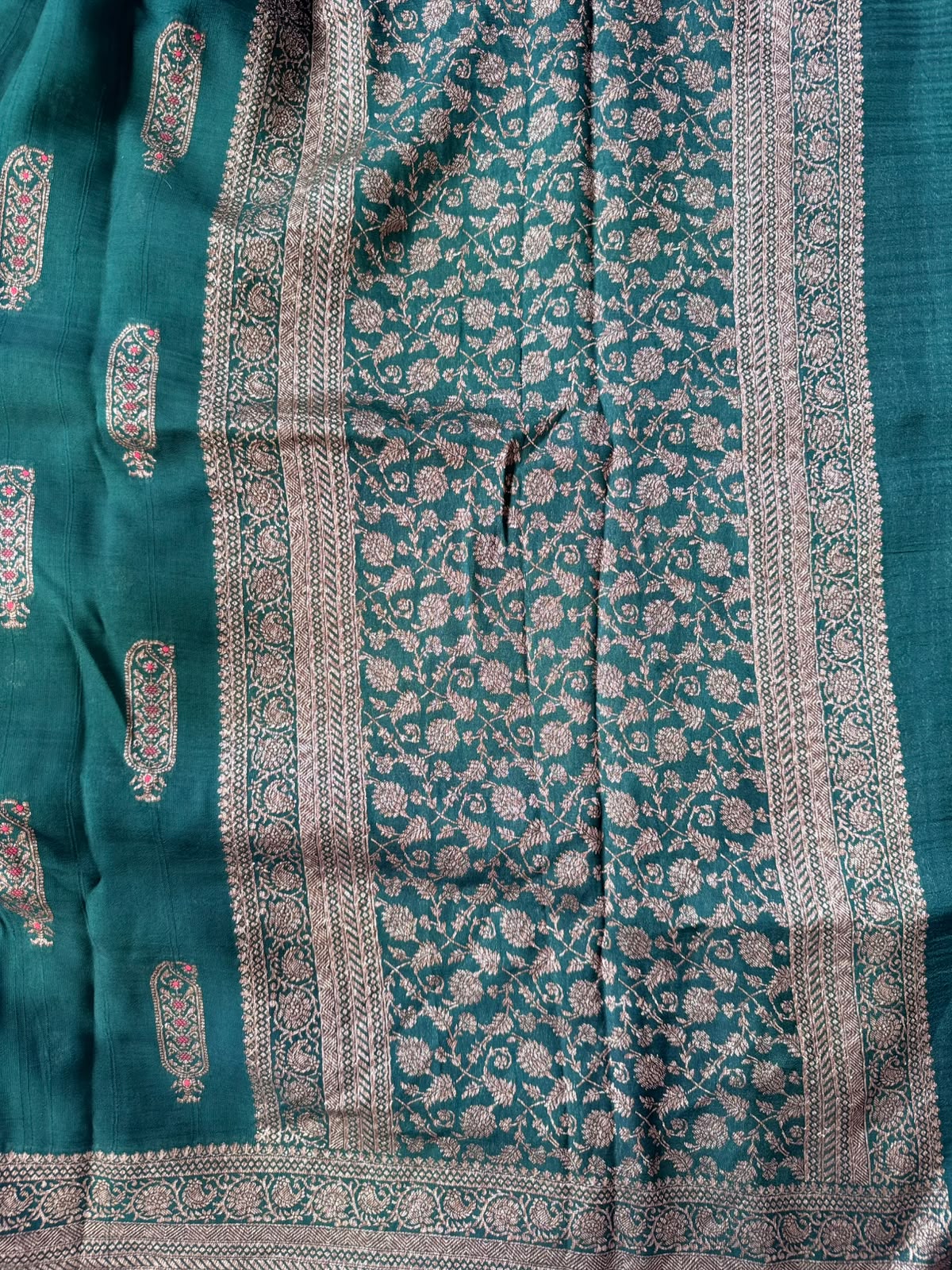 Bottle Green Tussar Georgette Saree 108