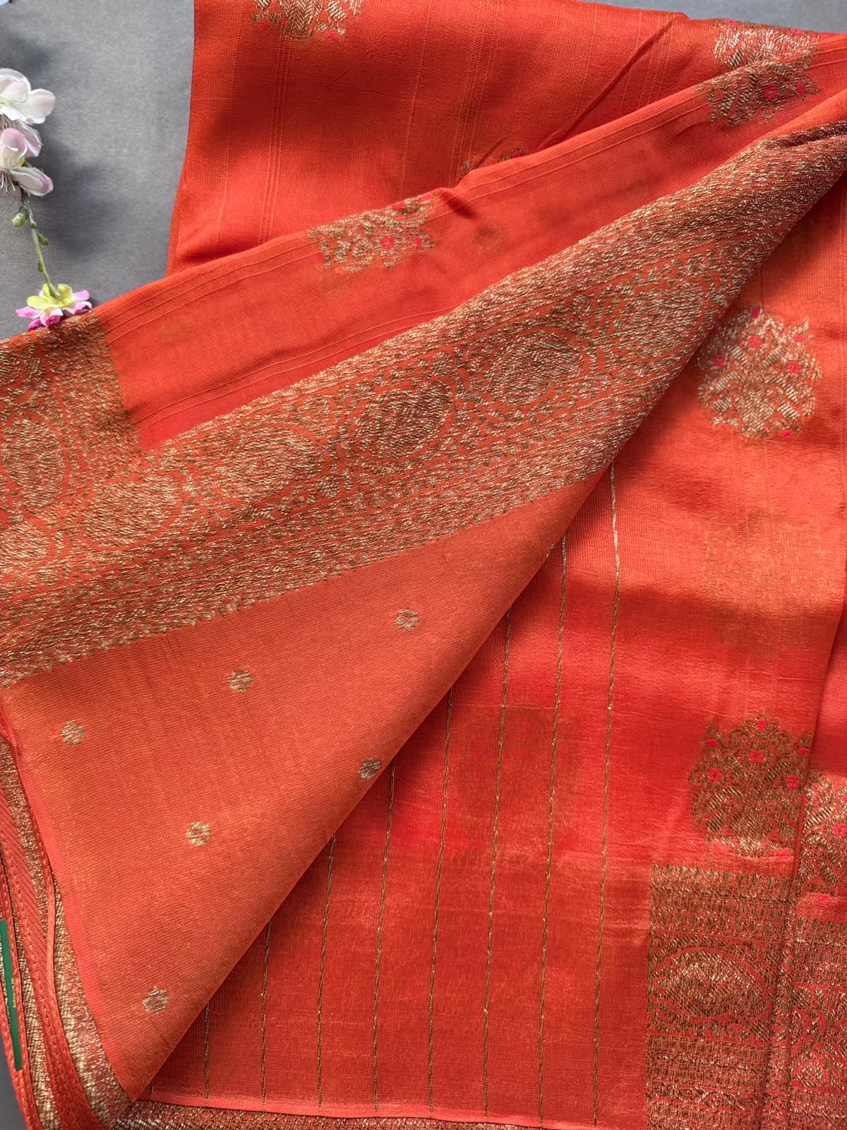Orange Tussar Georgette Saree 108