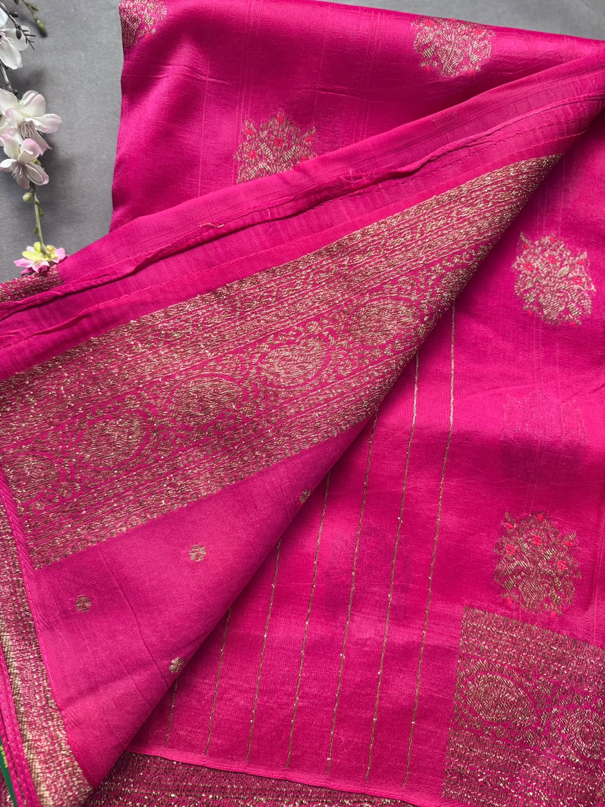Rani Pink Tussar Georgette Saree 108