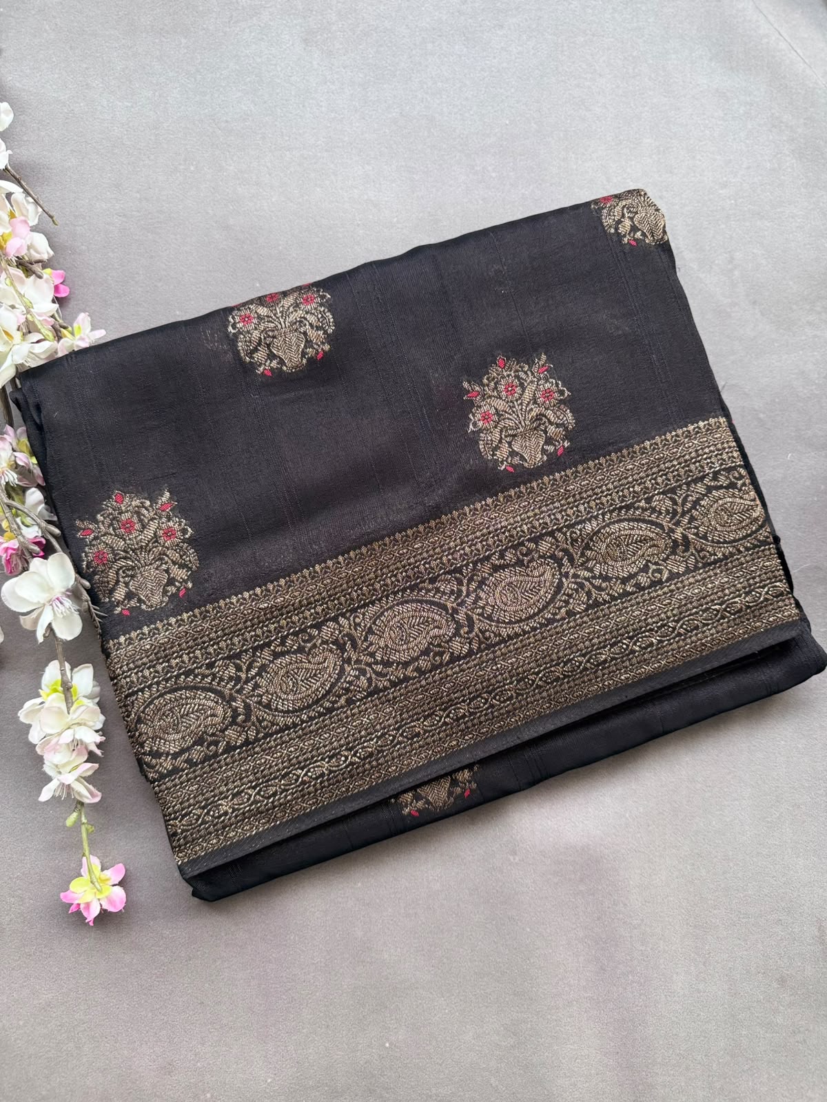 Black Tussar Georgette Saree 108
