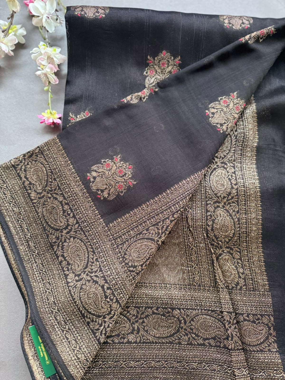 Black Tussar Georgette Saree 108