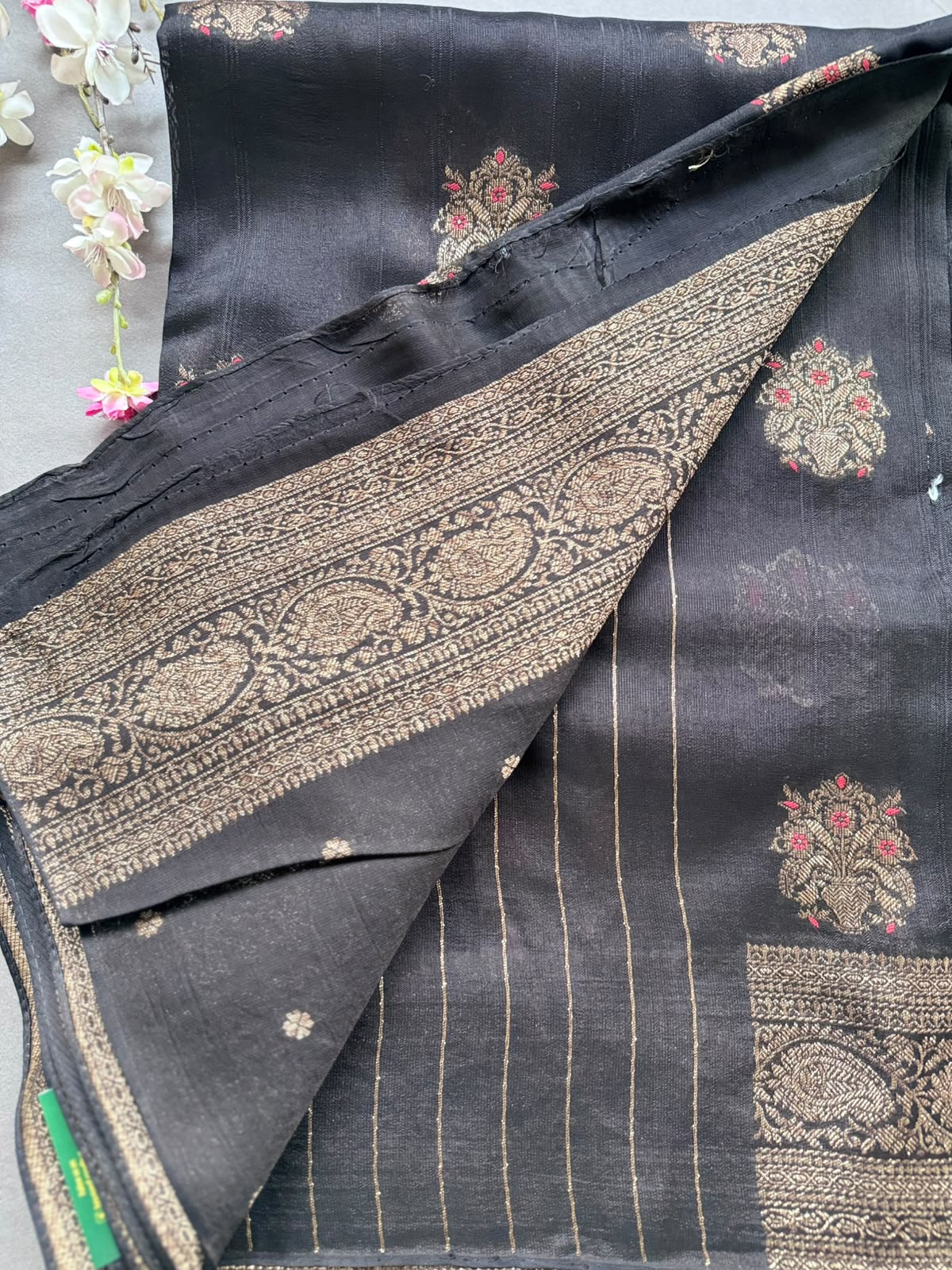 Black Tussar Georgette Saree 108