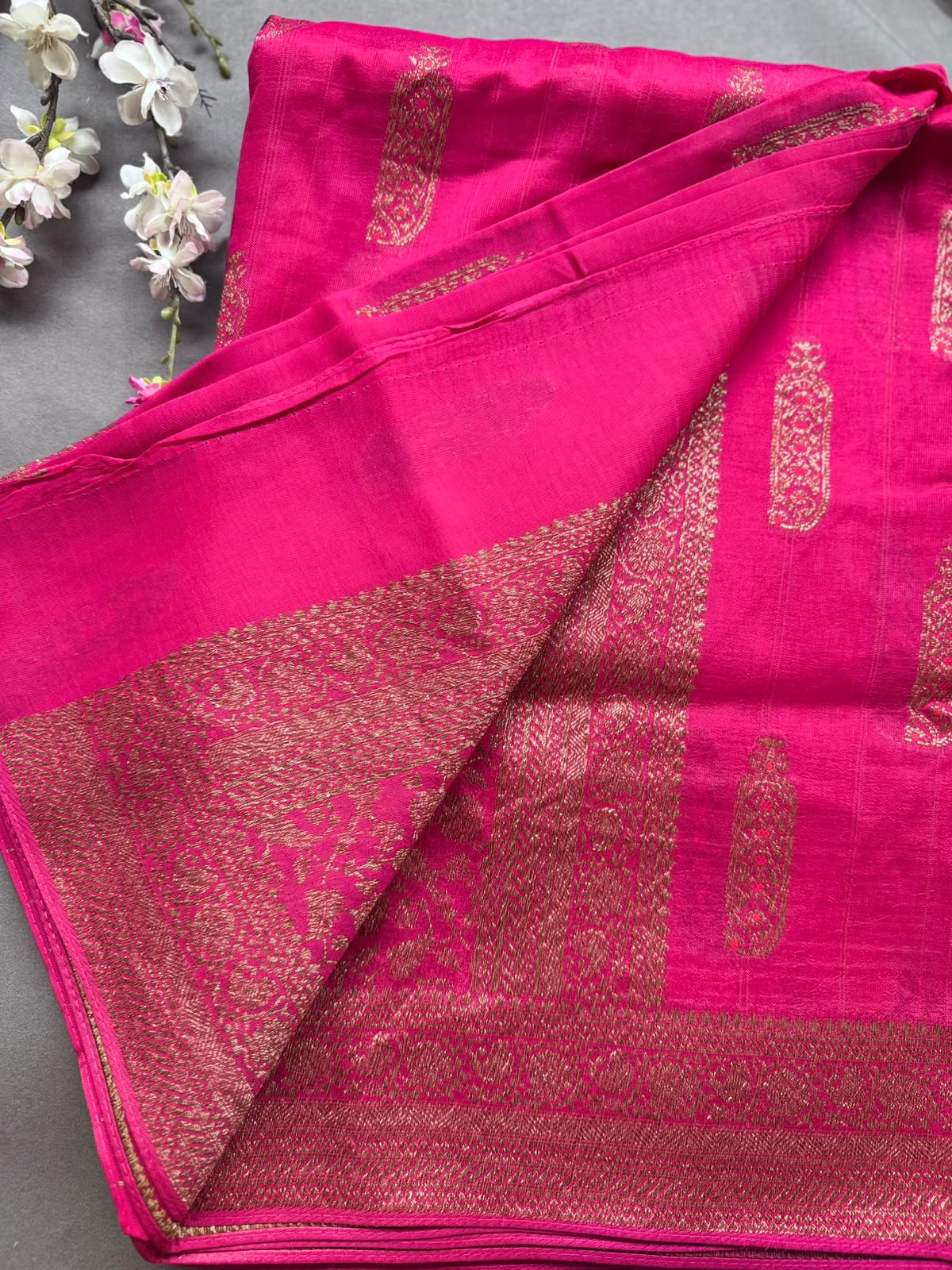 Rani Pink Tussar Georgette Saree 108