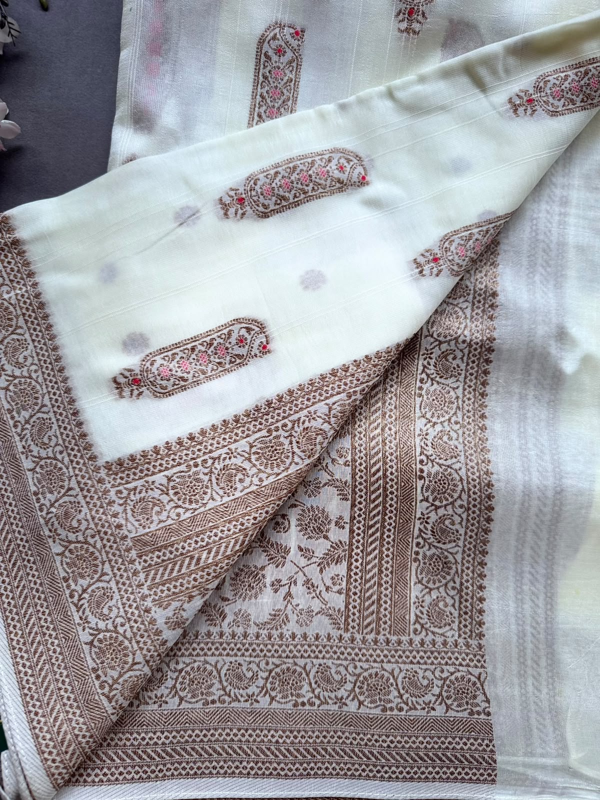 Cream Tussar Georgette Saree 108