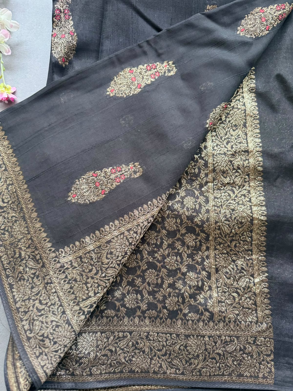 Black Tussar Georgette Saree 108