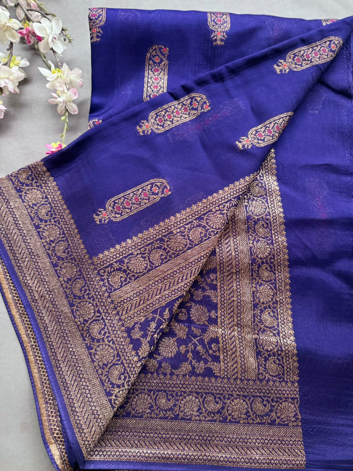 Navy Blue Tussar Georgette Saree 108