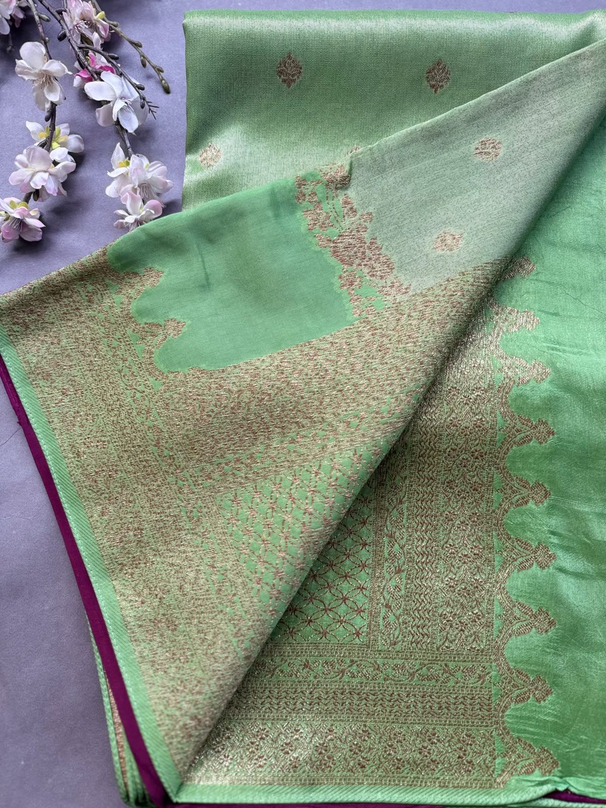 Pastel Green Tussar Georgette Saree 108