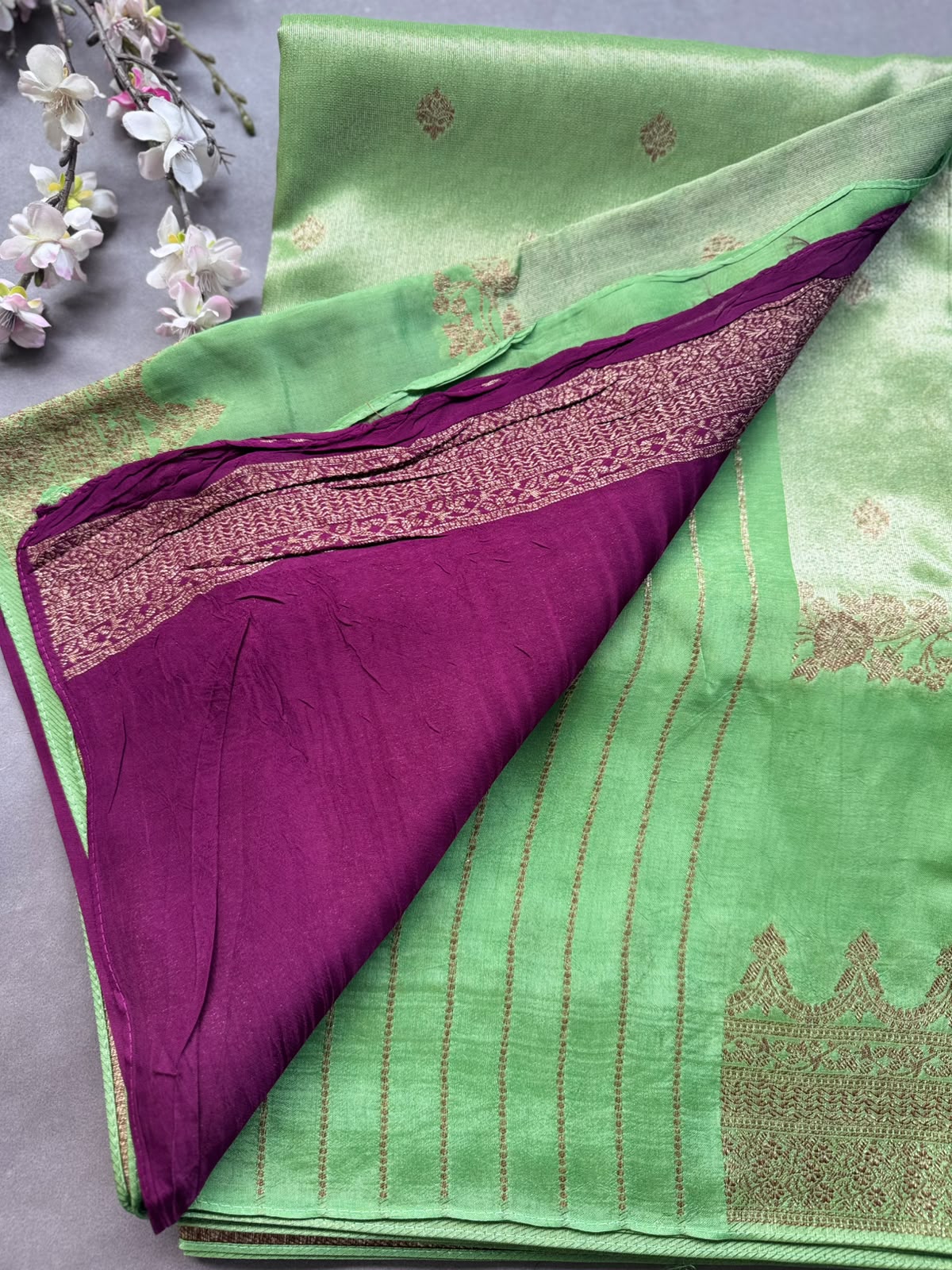 Pastel Green Tussar Georgette Saree 108