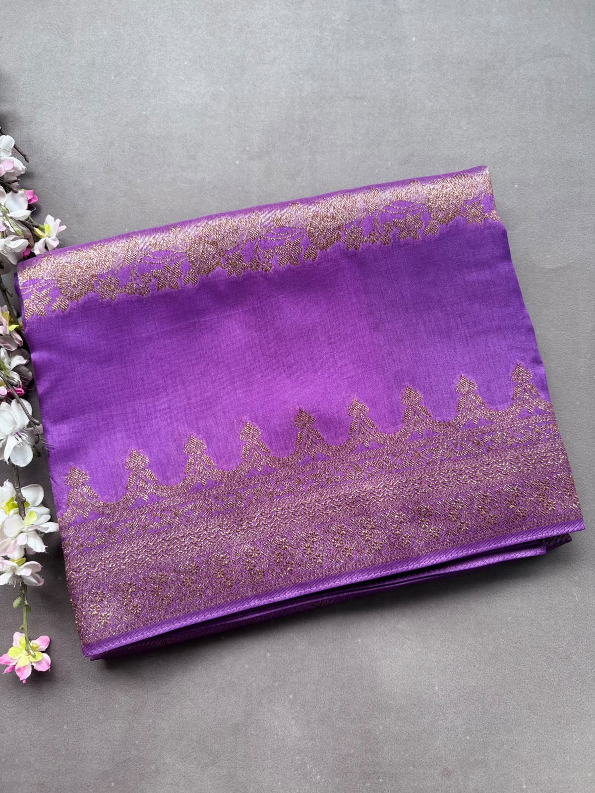 Lilac Tussar Georgette Saree 108