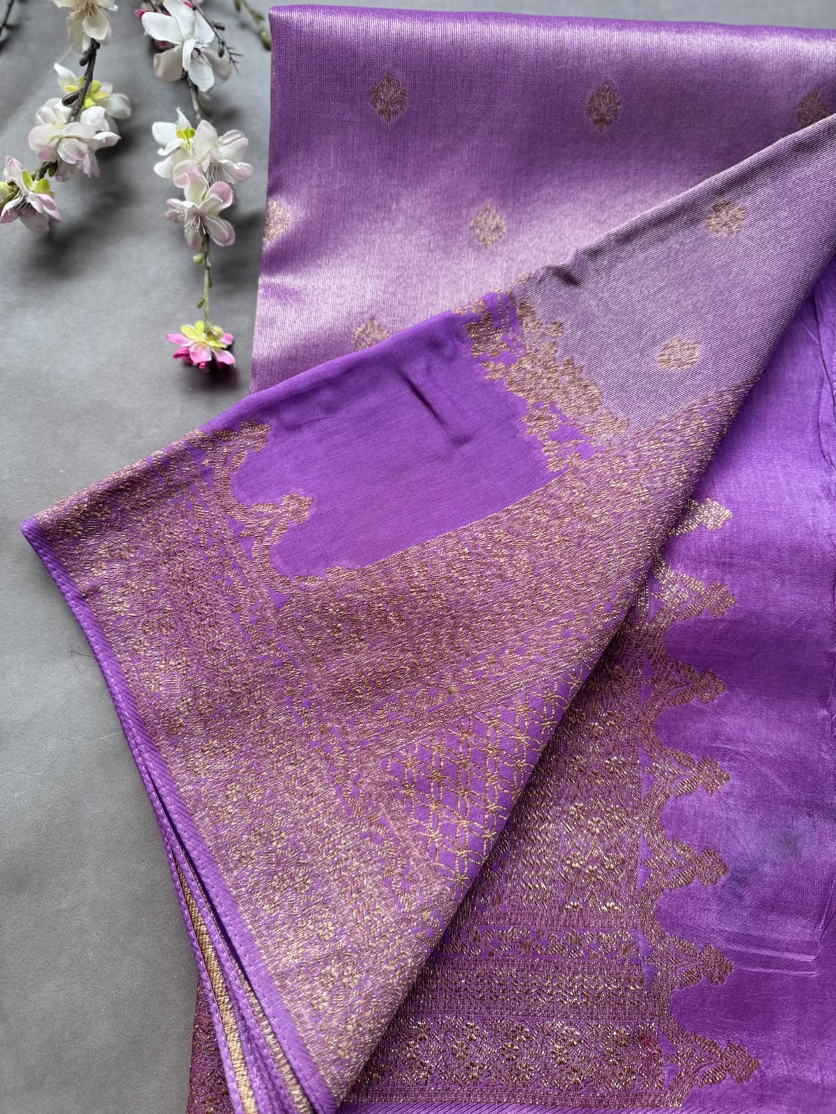 Lilac Tussar Georgette Saree 108