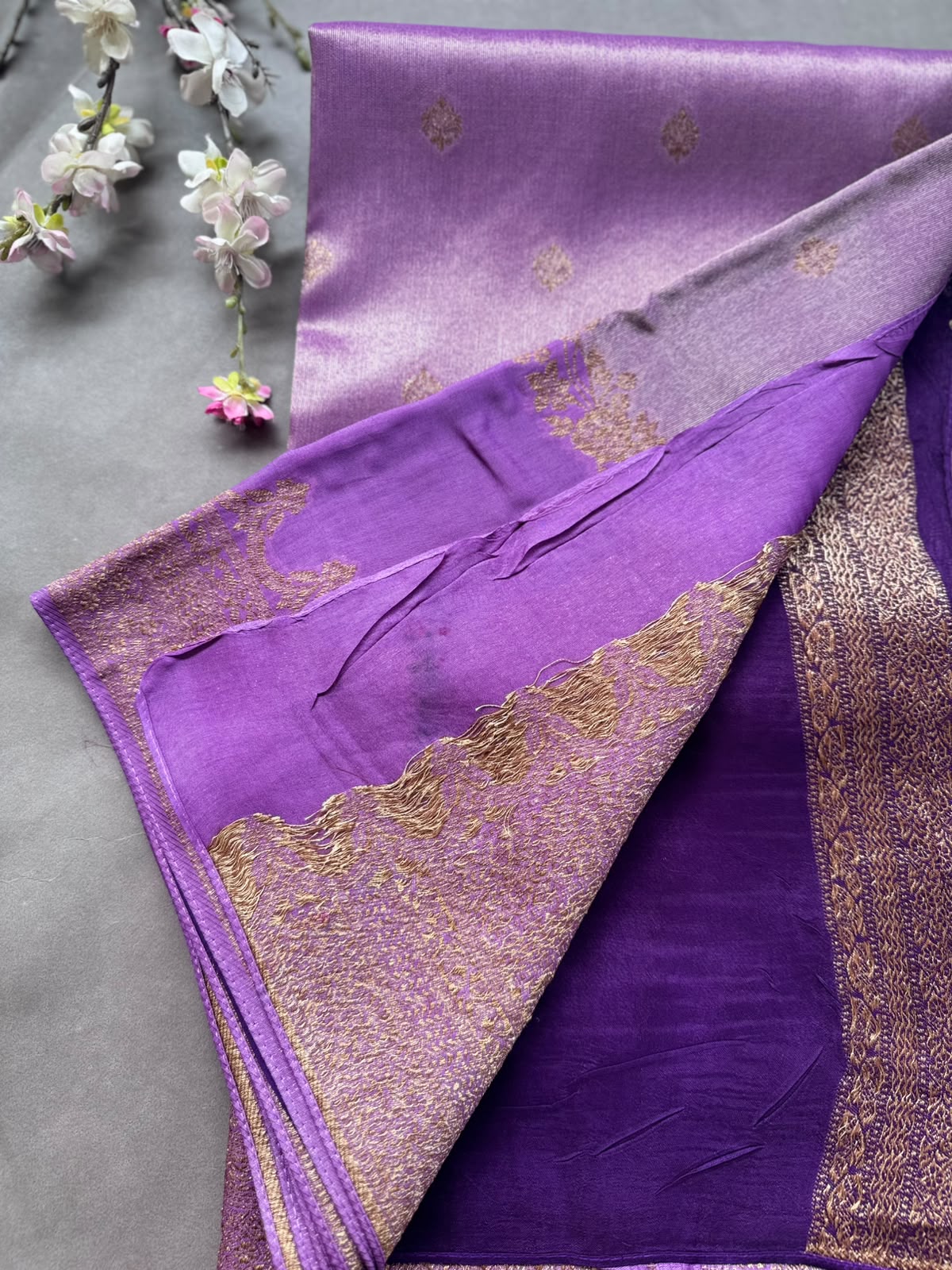 Lilac Tussar Georgette Saree 108