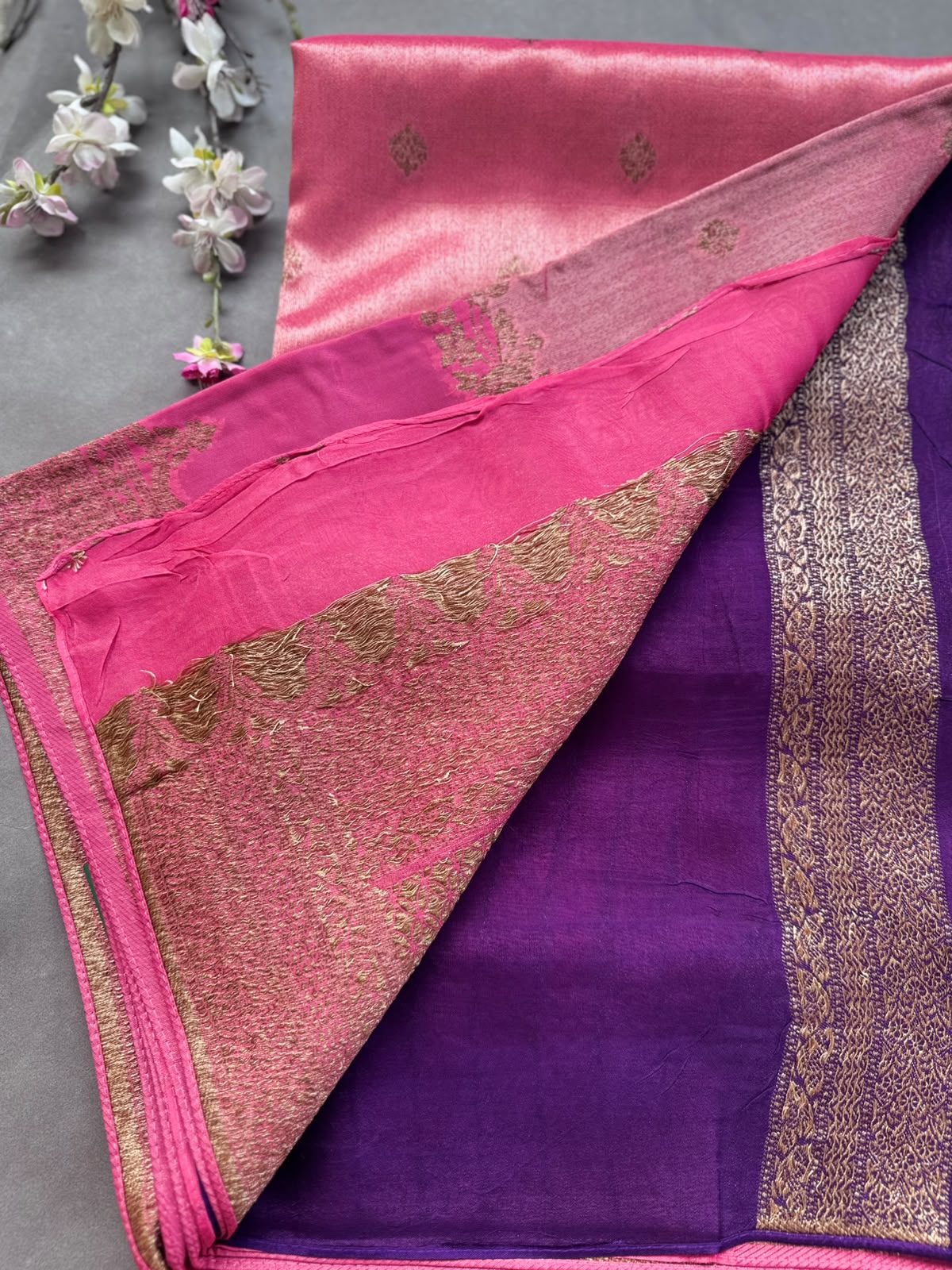 Pink Tussar Georgette Saree 108