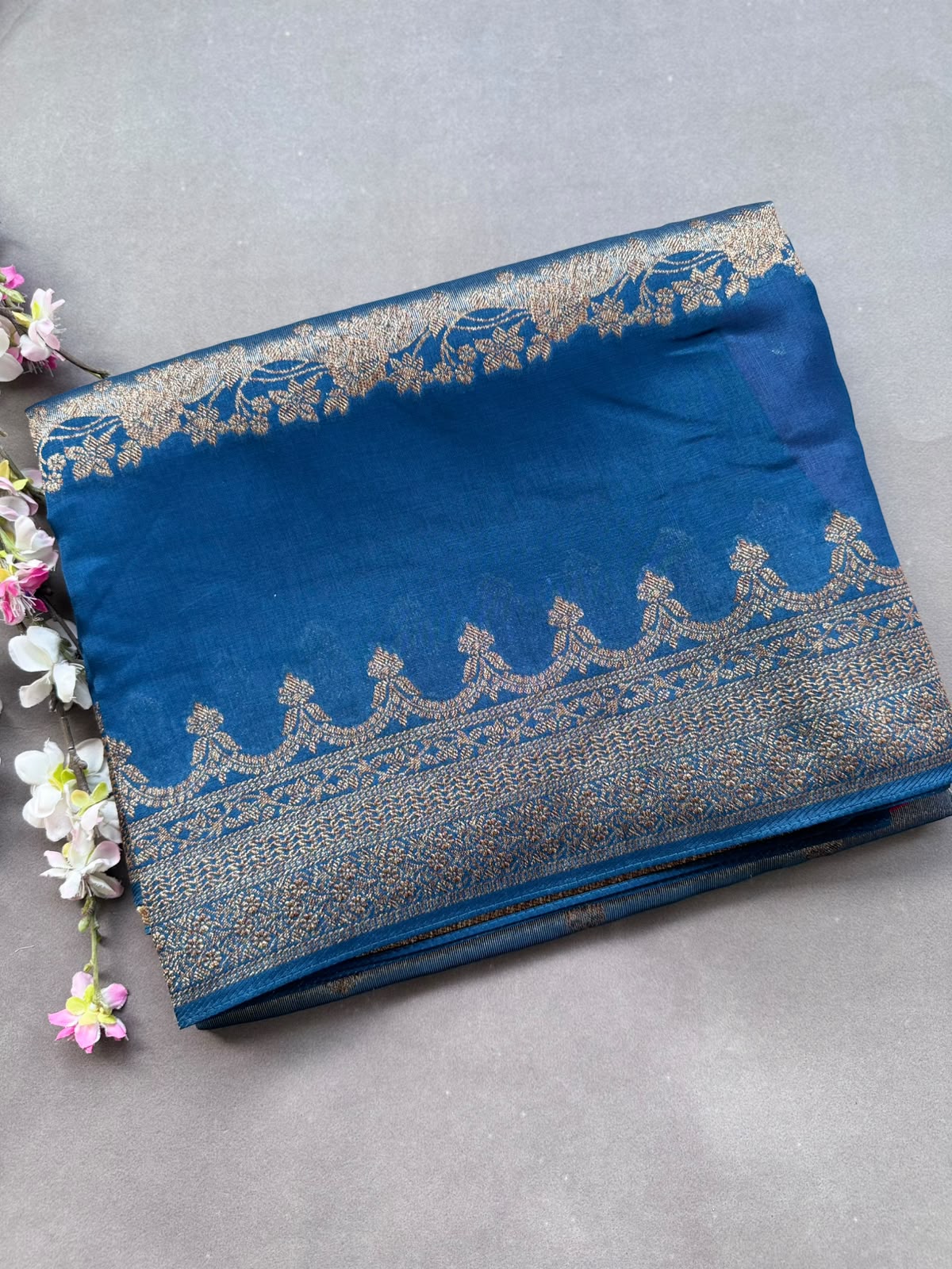 Peacock Blue Tussar Georgette Saree 108
