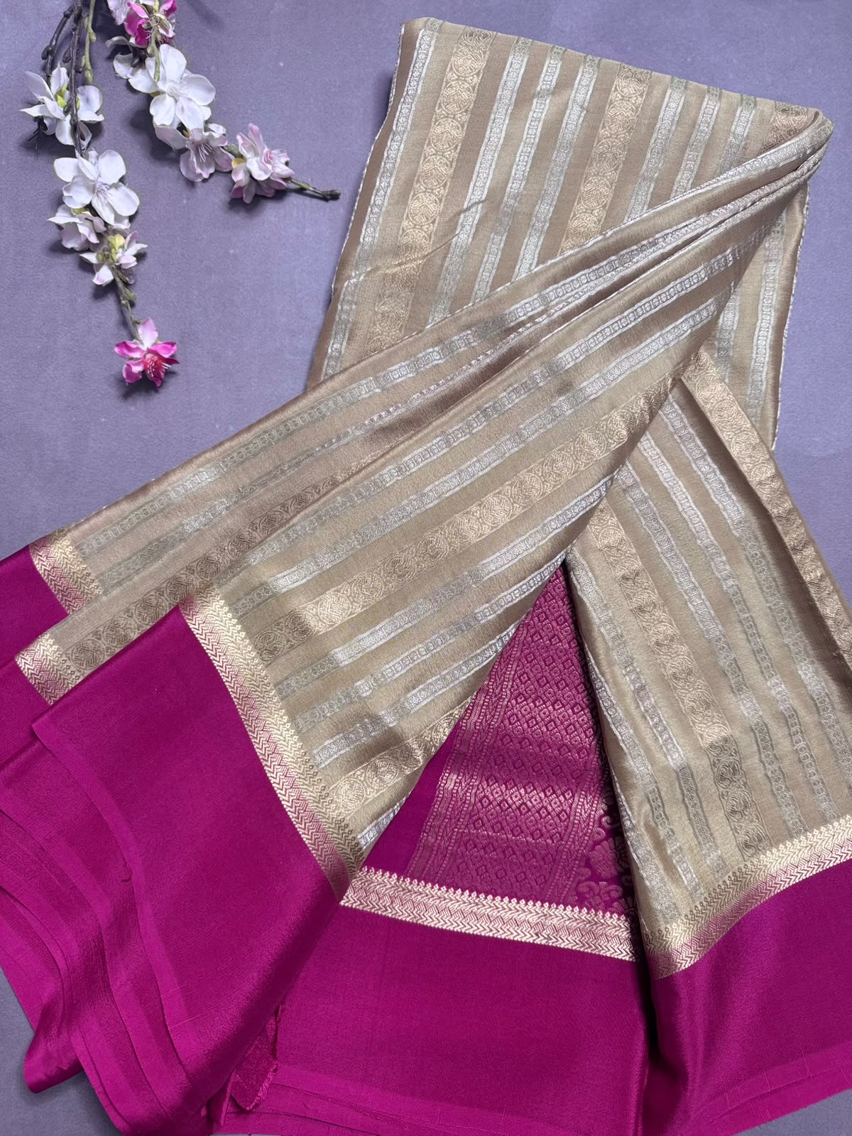 Pastel Green Satin Border Pure Mysore Crepe Silk Saree 108