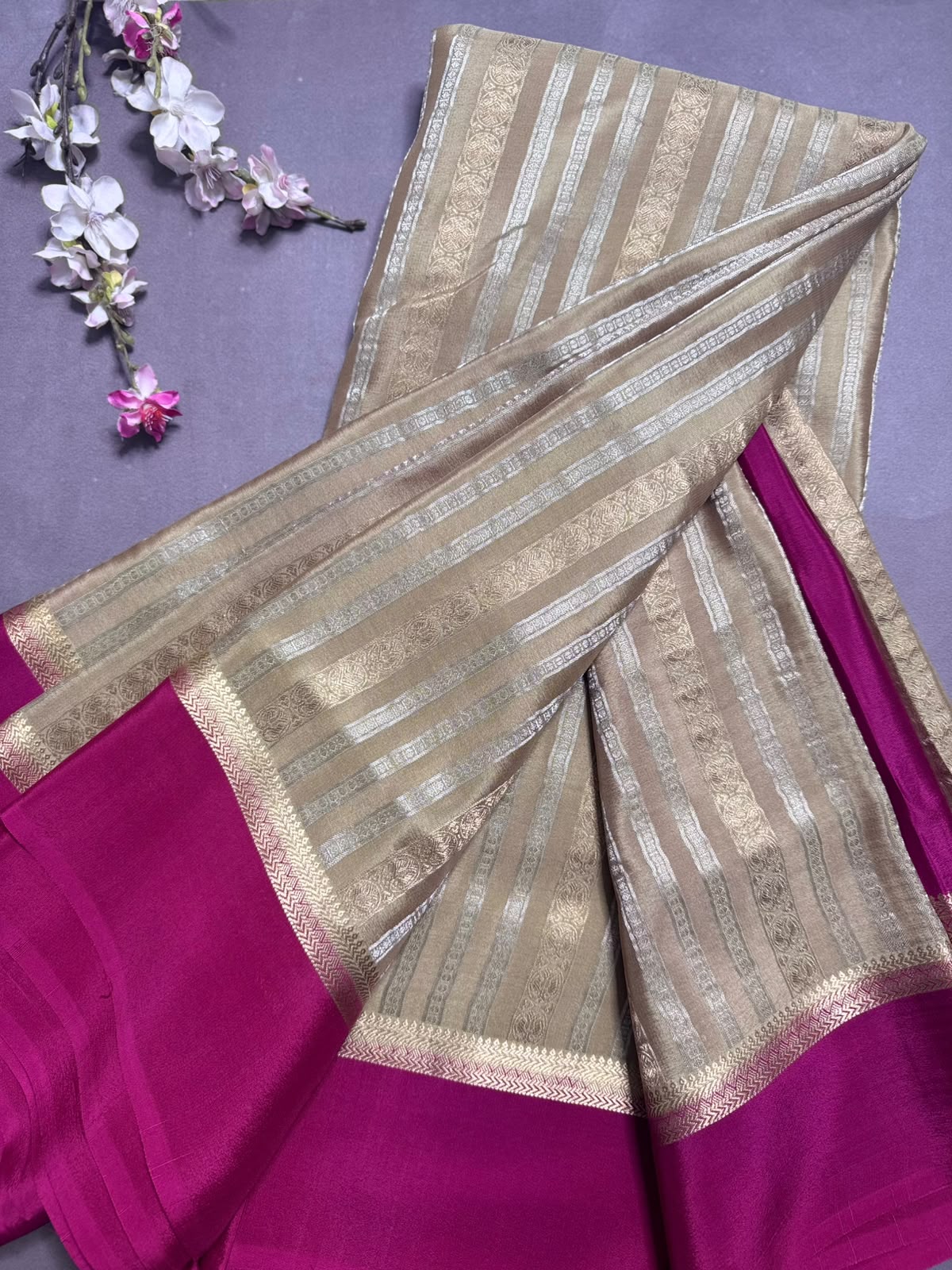 Pastel Green Satin Border Pure Mysore Crepe Silk Saree 108