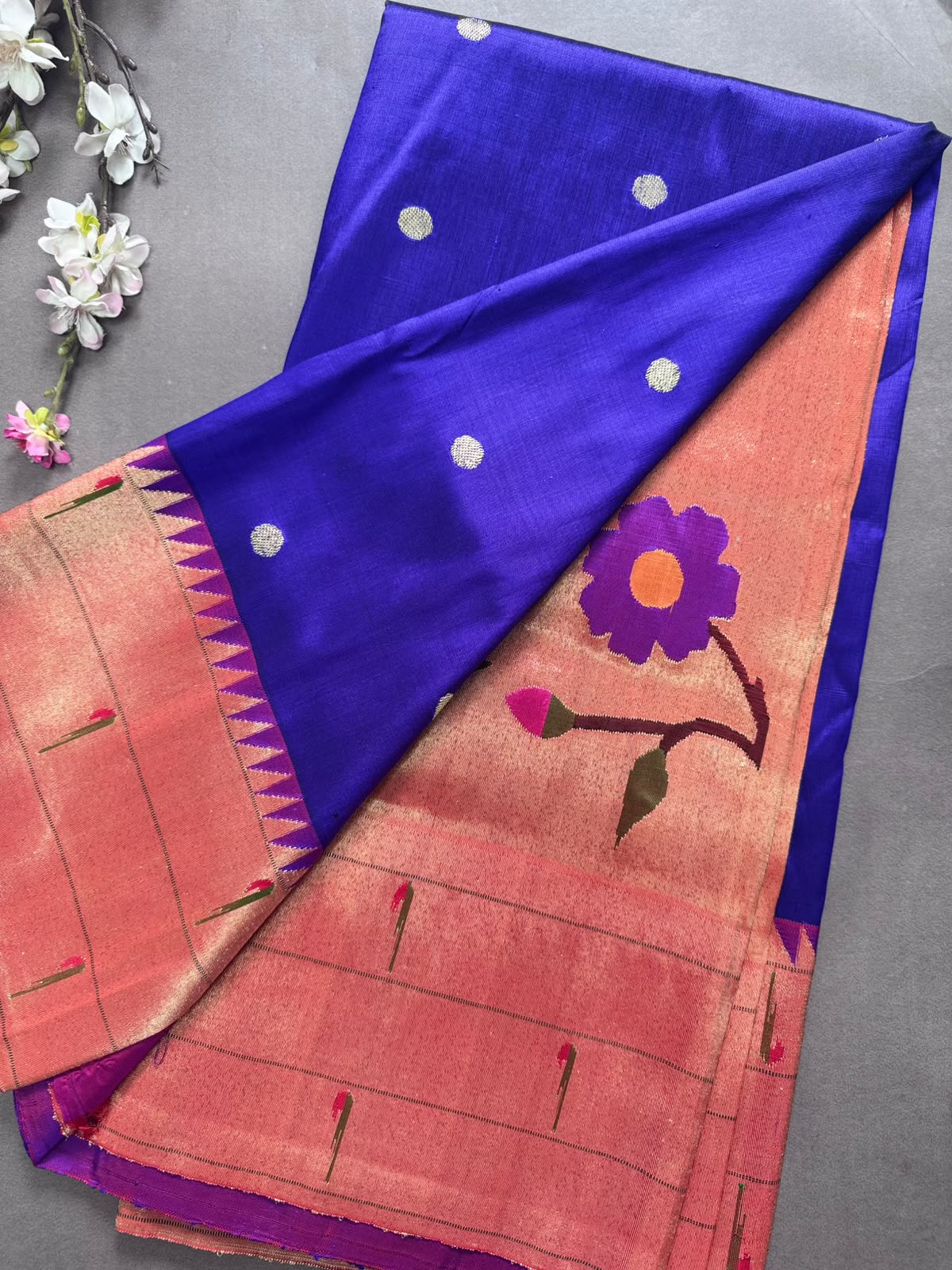Royal Blue Pure Paithani Silk Saree (Swara)