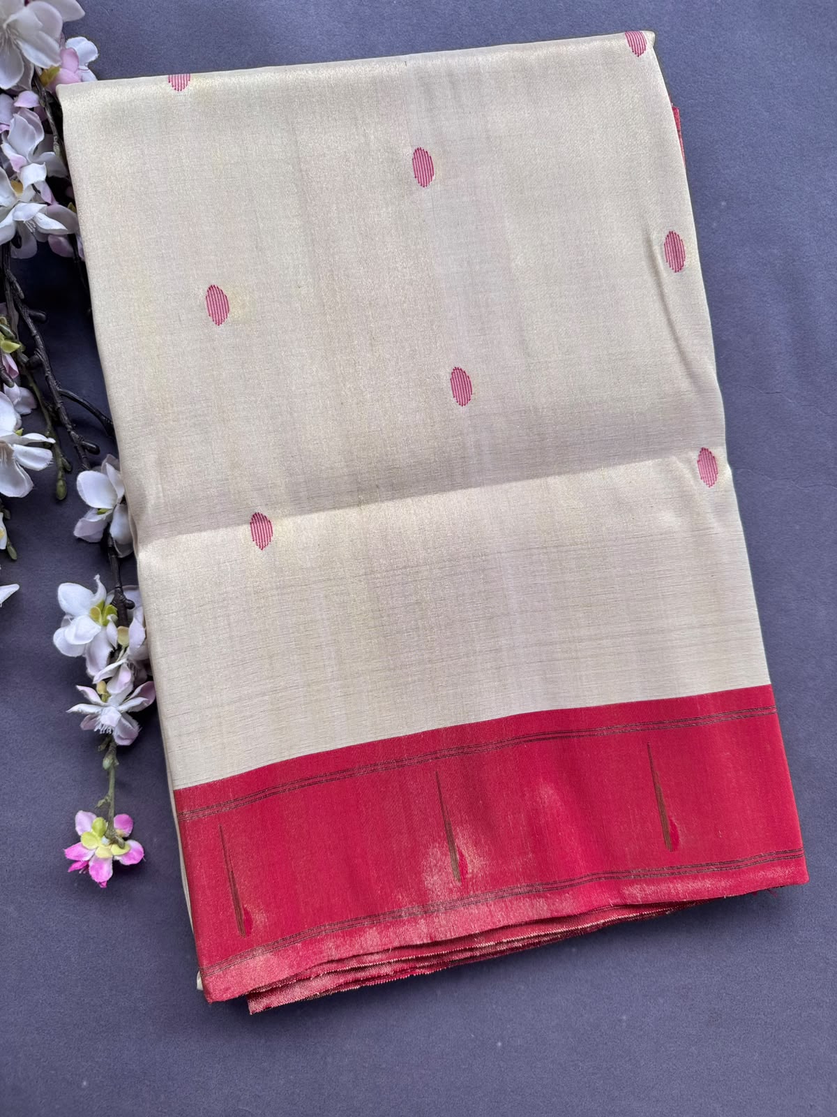 Cream Pure Paithani Tissue Saree (Swara)
