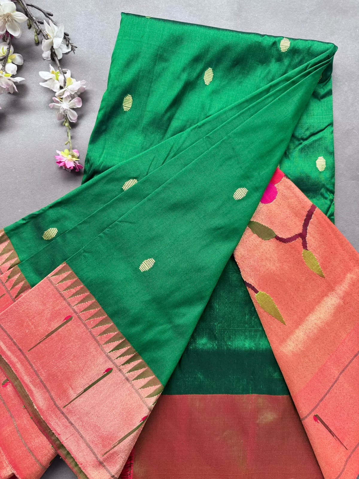 Green Pure Paithani Silk Saree (Swara)