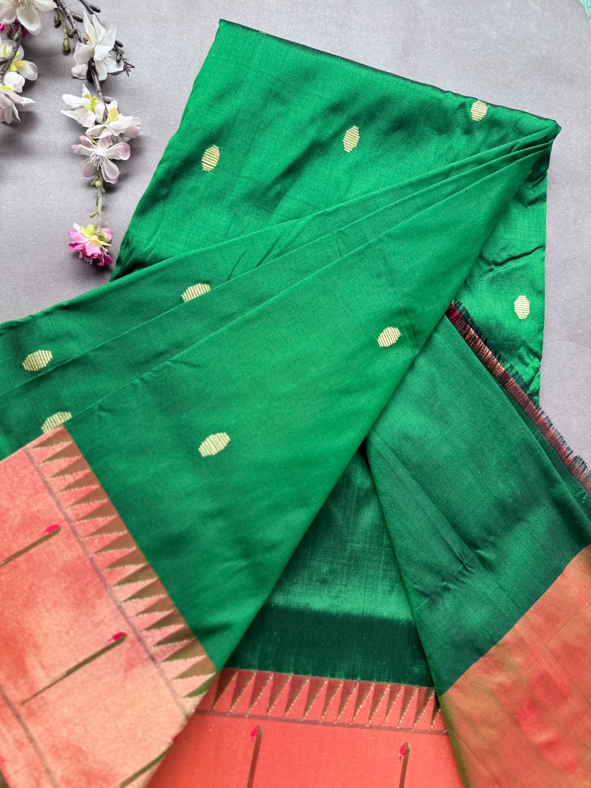 Green Pure Paithani Silk Saree (Swara)
