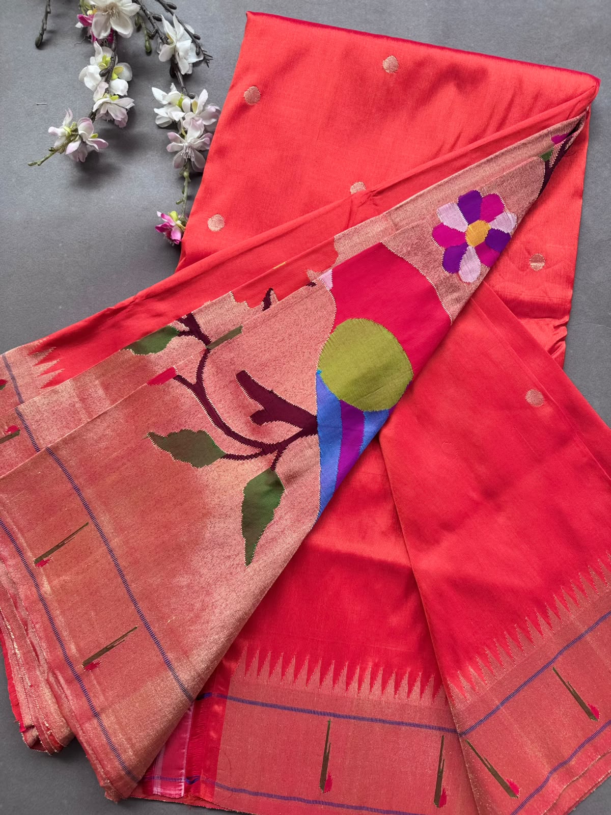 Red Pure Paithani Silk Saree (Swara)