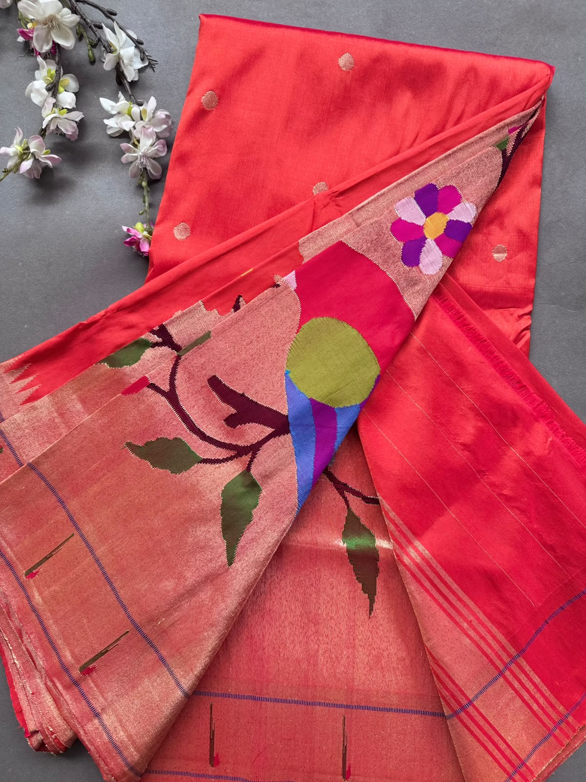Red Pure Paithani Silk Saree (Swara)