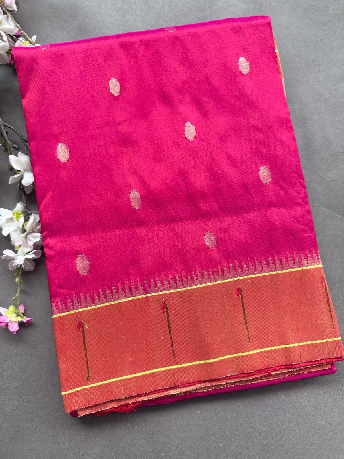 Rani Pink Pure Paithani Silk Saree (Swara)