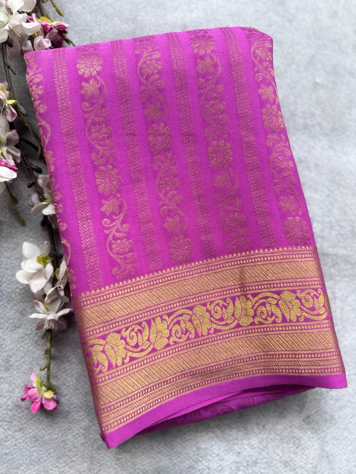 Mauve Brocade Pure Mysore Crepe Silk Saree 109