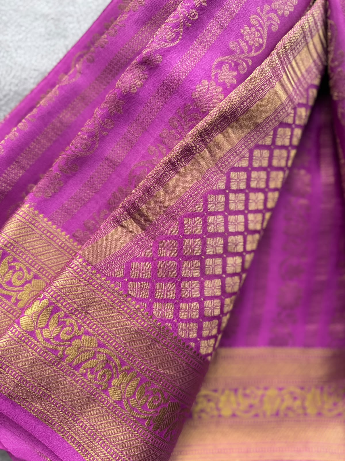Mauve Brocade Pure Mysore Crepe Silk Saree 109