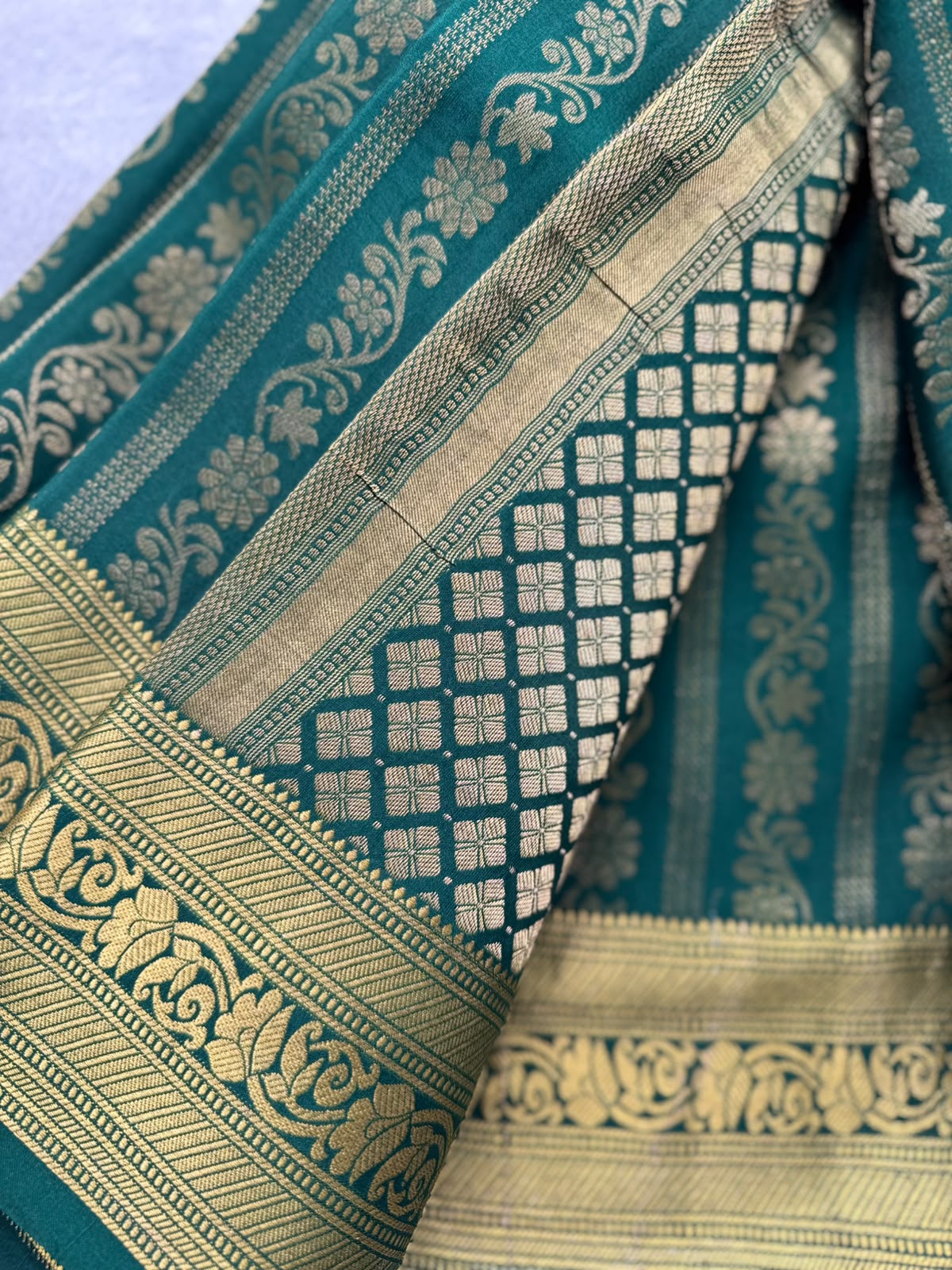 Bottle Green Brocade Pure Mysore Crepe Silk Saree 109