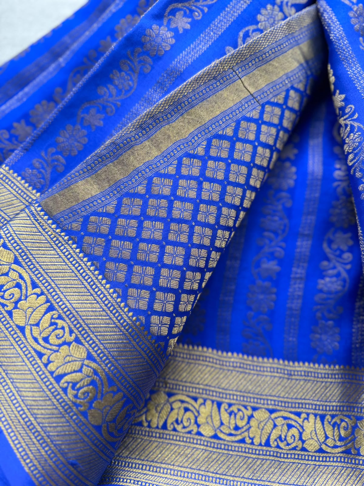 Royal Blue Brocade Pure Mysore Crepe Silk Saree 109
