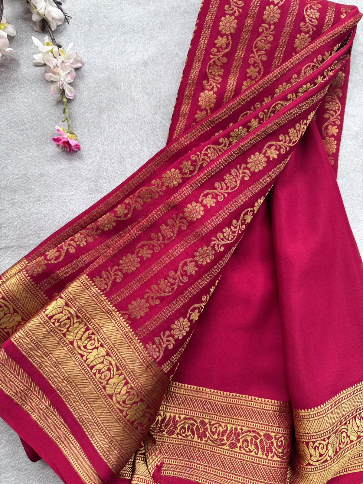 Maroon Brocade Pure Mysore Crepe Silk Saree 109