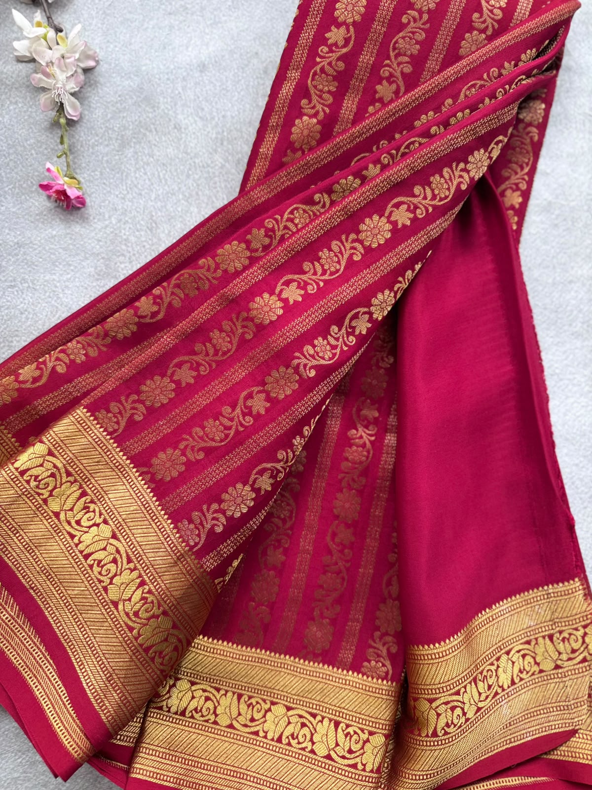 Maroon Brocade Pure Mysore Crepe Silk Saree 109