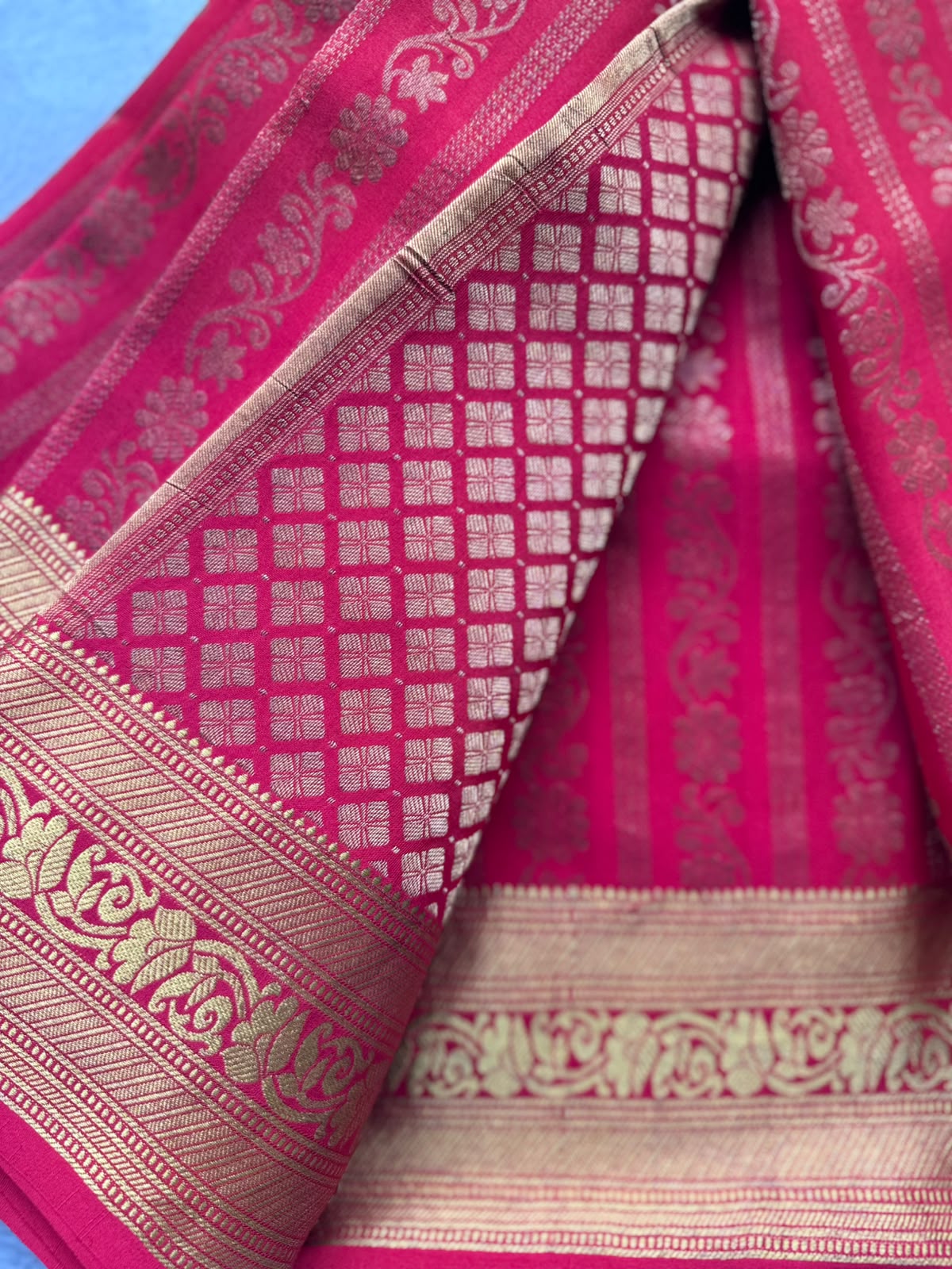 Red Brocade Pure Mysore Crepe Silk Saree 109