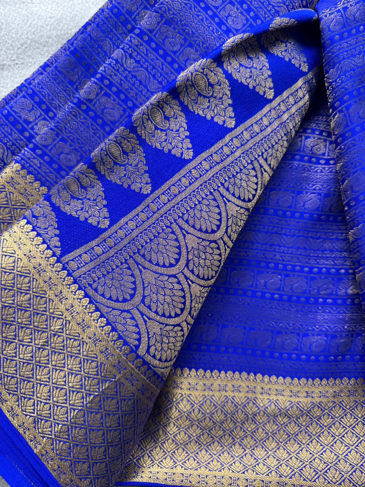 Royal Blue Brocade Pure Mysore Crepe Silk Saree 109