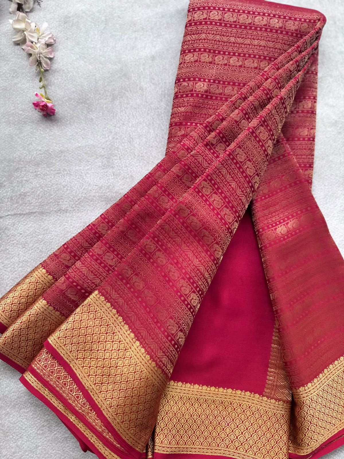 Maroon Brocade Pure Mysore Crepe Silk Saree 109
