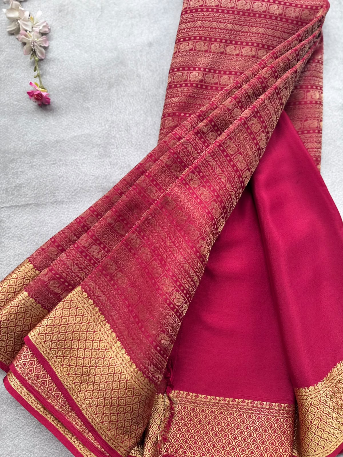 Maroon Brocade Pure Mysore Crepe Silk Saree 109