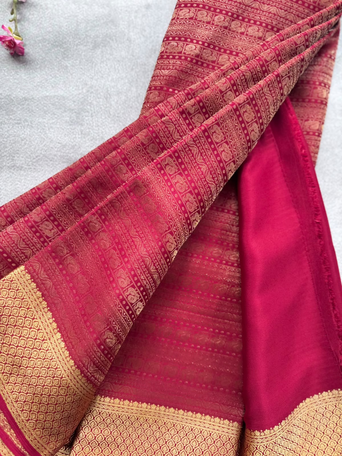 Maroon Brocade Pure Mysore Crepe Silk Saree 109
