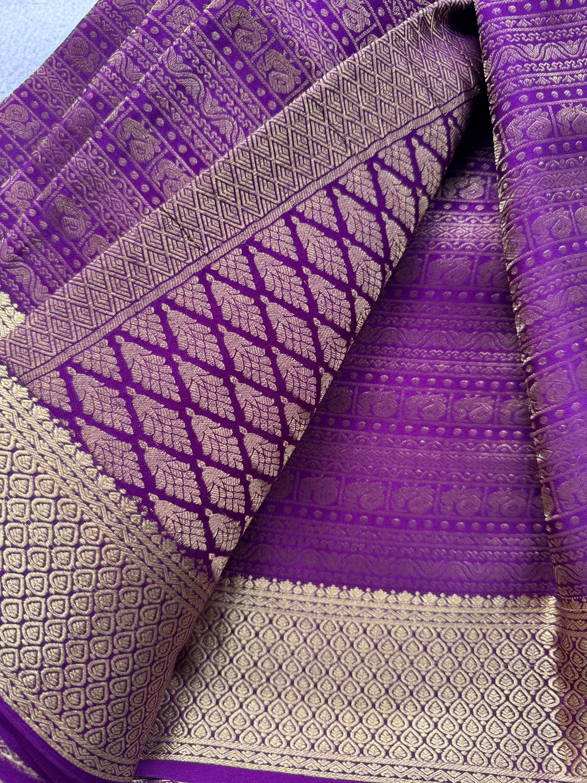 Purple Brocade Pure Mysore Crepe Silk Saree 109